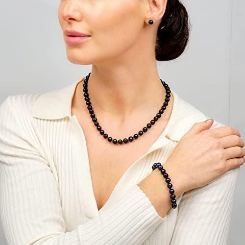 Mady Womens Black Crystal Necklace and Bracelet set
