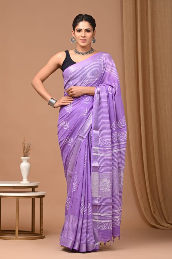 Violet Linen Saree
